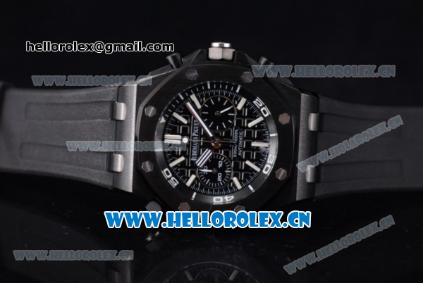 Audemars Piguet Royal Oak Offshore Diver Chrono Miyota OS20 Quartz PVD Case with Black Dial Stick Markers and Black Rubber Strap (EF) - Click Image to Close